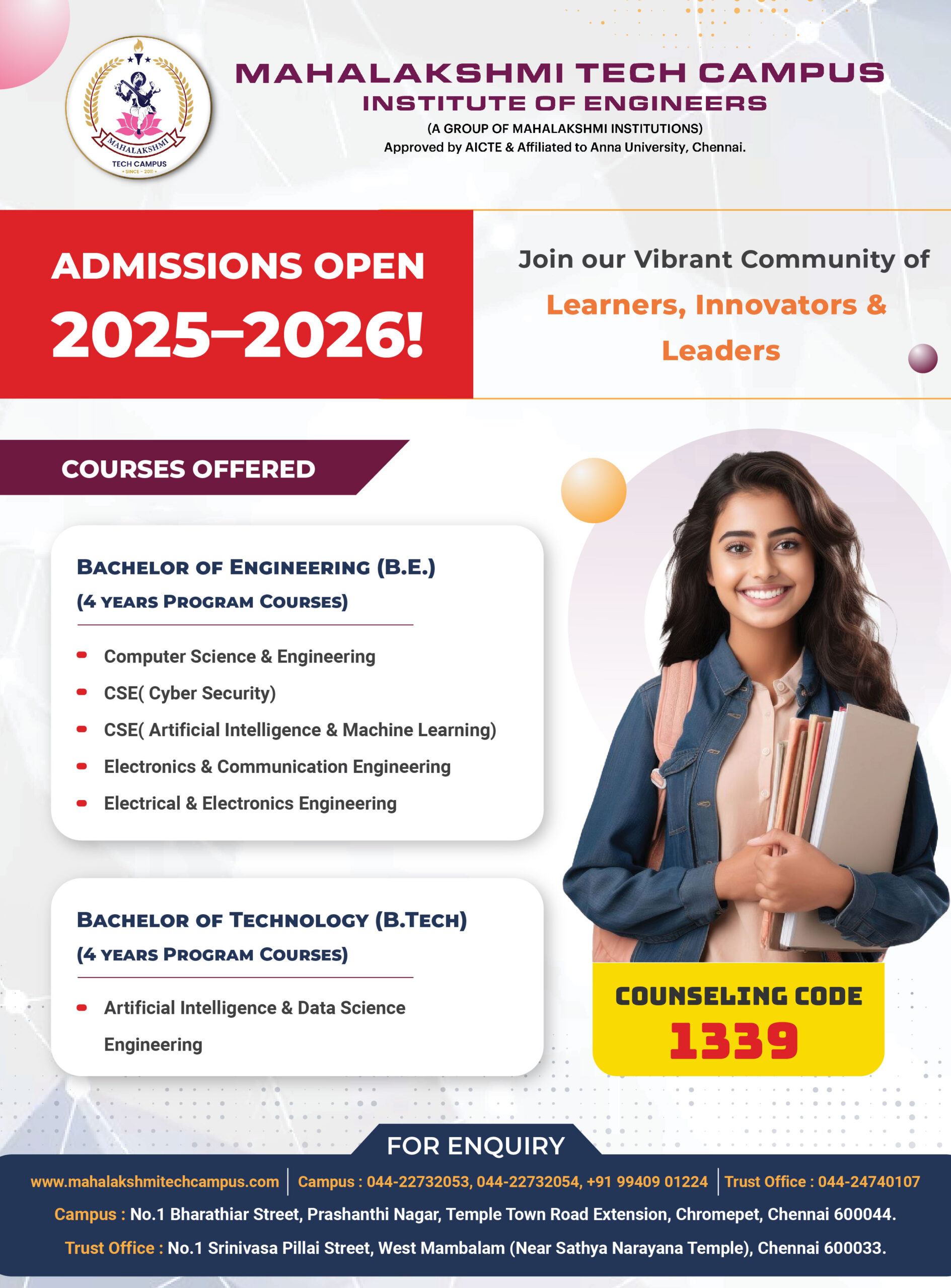 Course details in Mahalakshmi tech campus